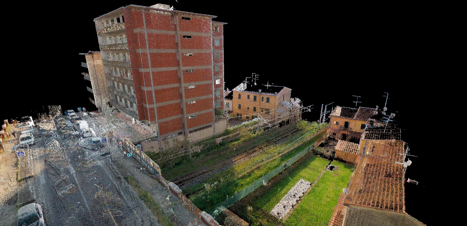 Nuvola di punti di edificio usata per misurare superfici