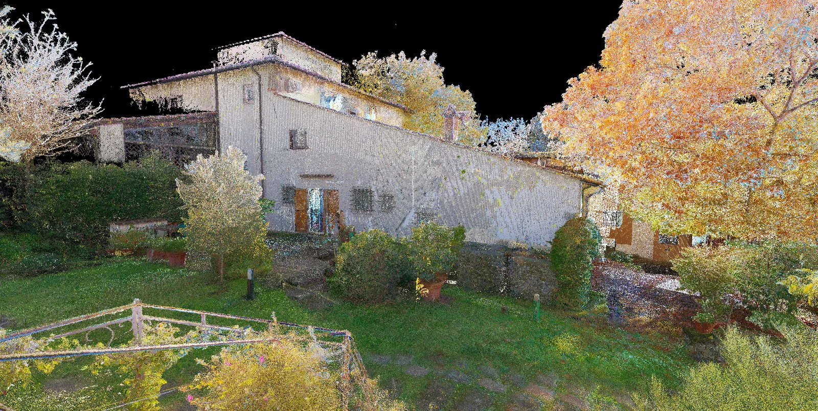 Nuvola di punti di un edificio rilevato con laser scanner