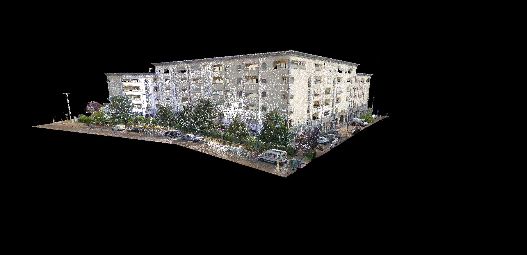 Nuvola di punti dei prospetti del condominio a Firenze